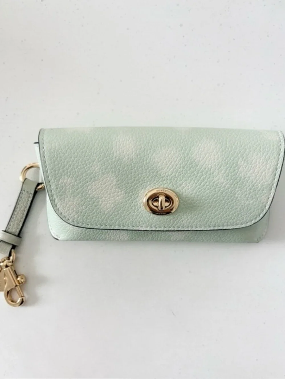 Coach NWT Mint Green Turnlock Sunglass Case with Gold Hardware